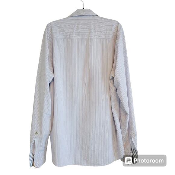 Scotch and Soda Men's Lavender White Striped Long Sleeve Shirt Sz XXL Office - Picture 13 of 14